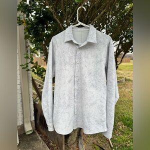 Lululemon Shirt Adult White Gray Button Up Performance Stretch Casual Golf,